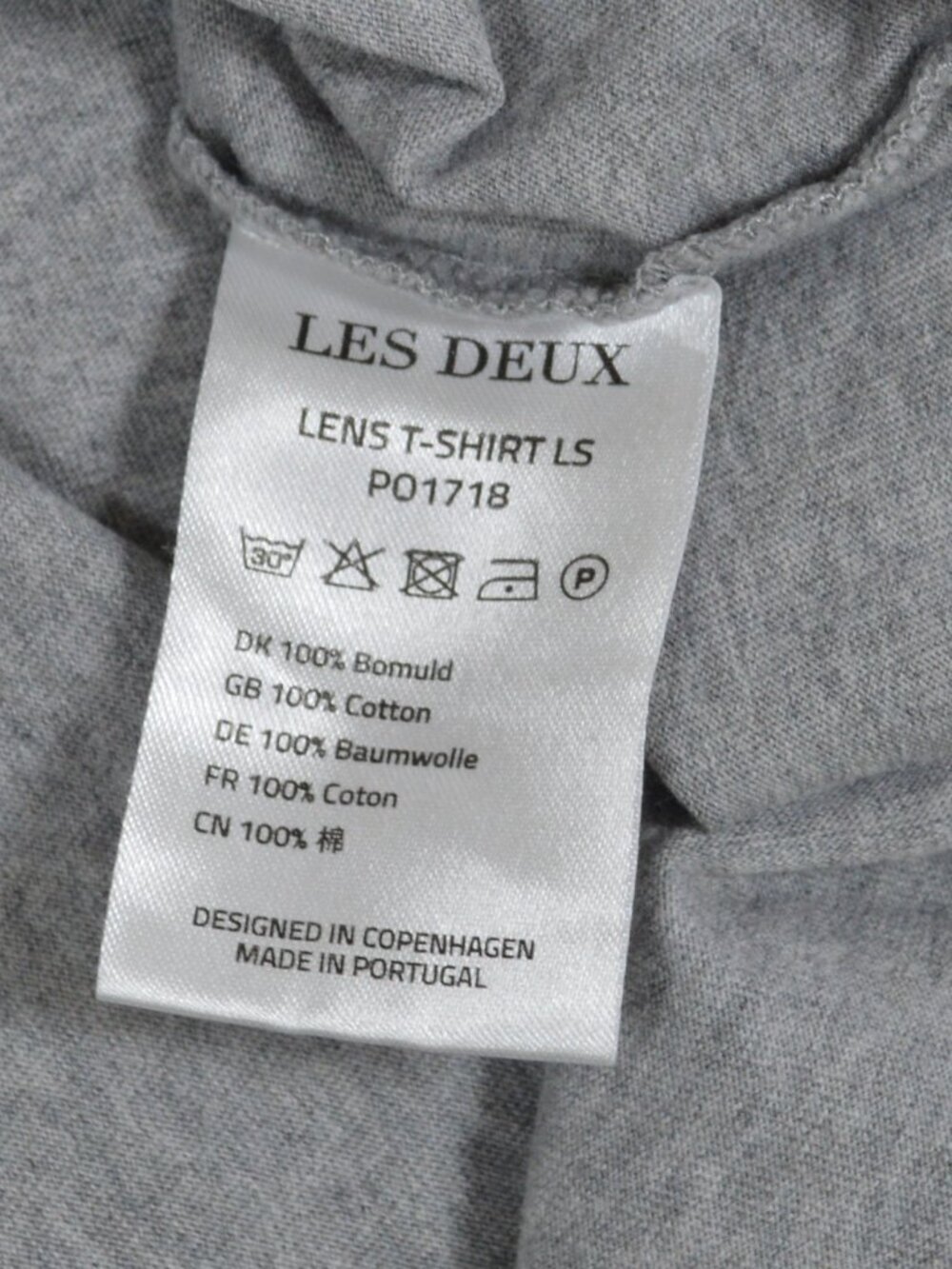 π€ Les Deux Long Sleeve T Shirt Gray Logo Minimalist Cotton Large - Picture 7 of 12